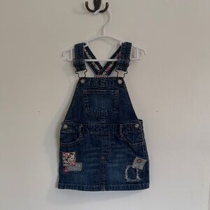 OshKosh B'gosh Blue Denim Kids Overall Skirt with Floral Patches 2011